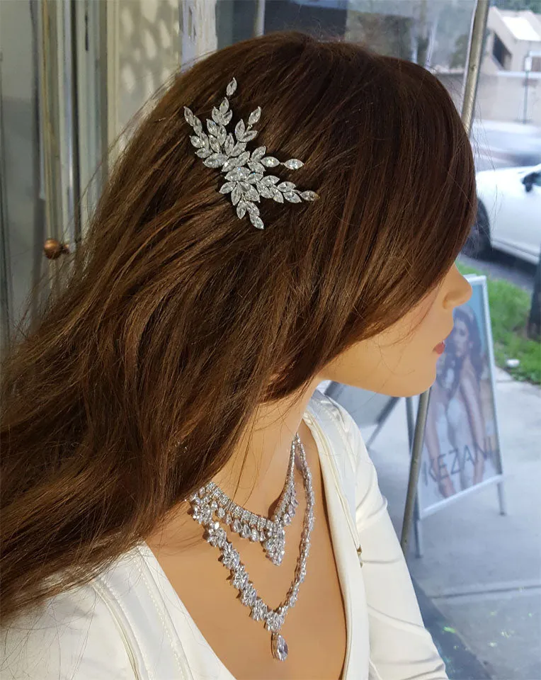 Bridal headpiece - flower cascade chic side comb - Johnny B collection at Kezani
