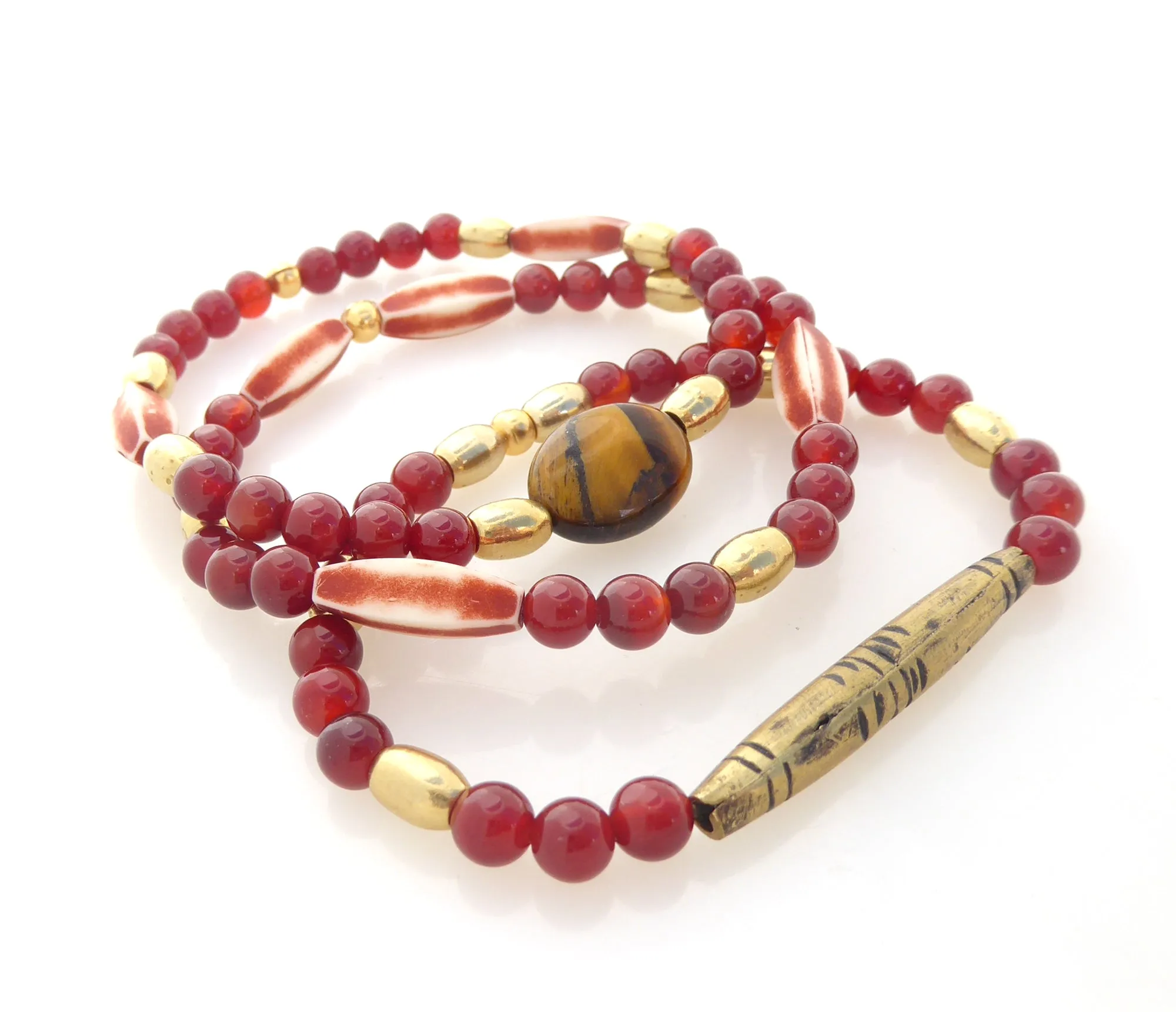 Carnelian and tiger's eye bracelet set
