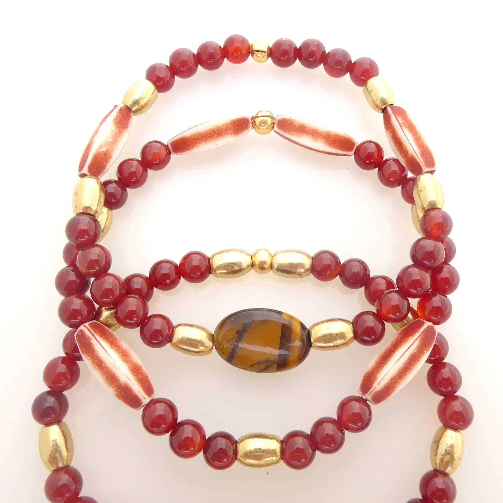 Carnelian and tiger's eye bracelet set