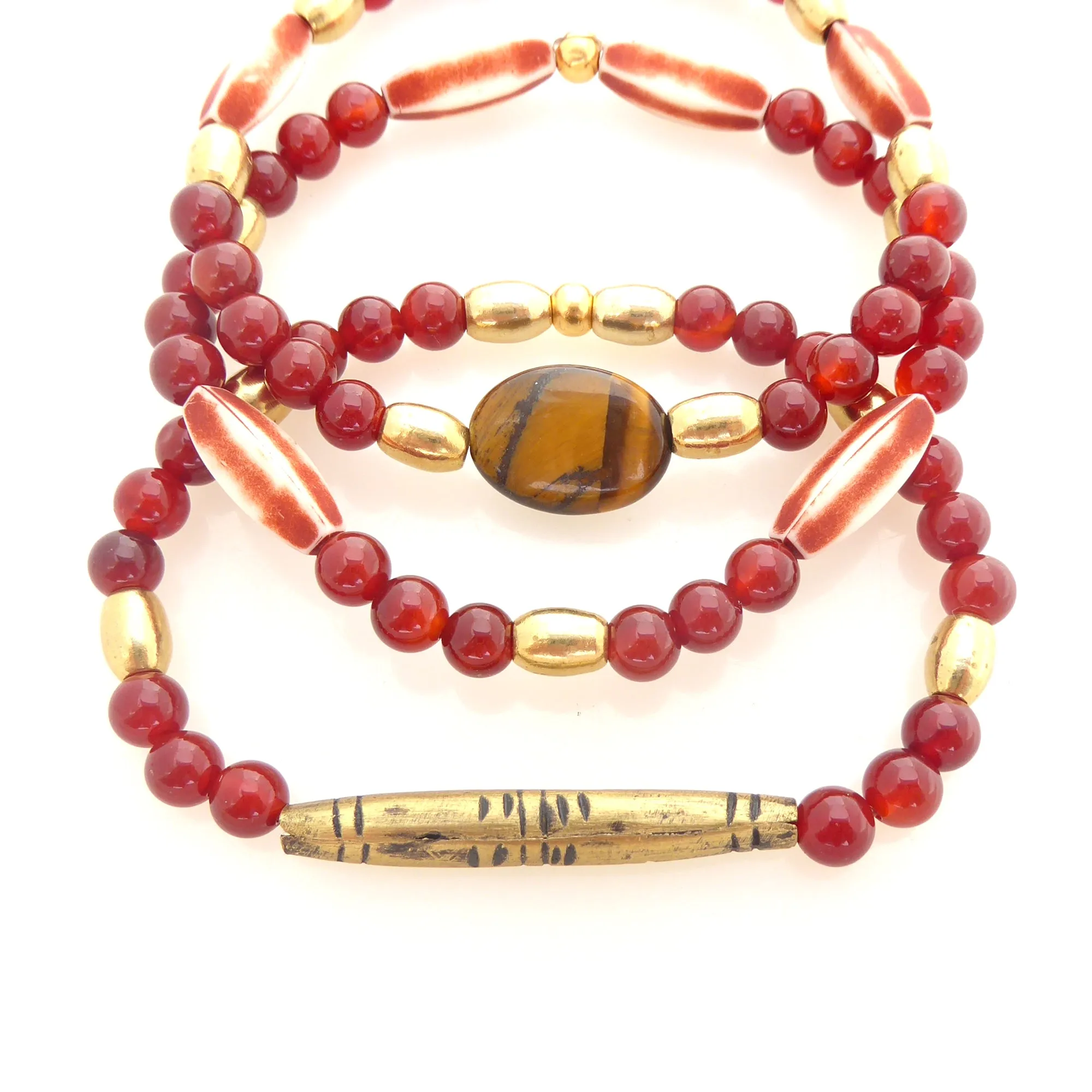 Carnelian and tiger's eye bracelet set