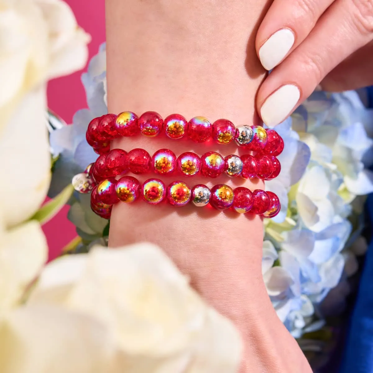 Carnelian Rainbow | .925 Sterling Silver | Bubble Glass Bracelet