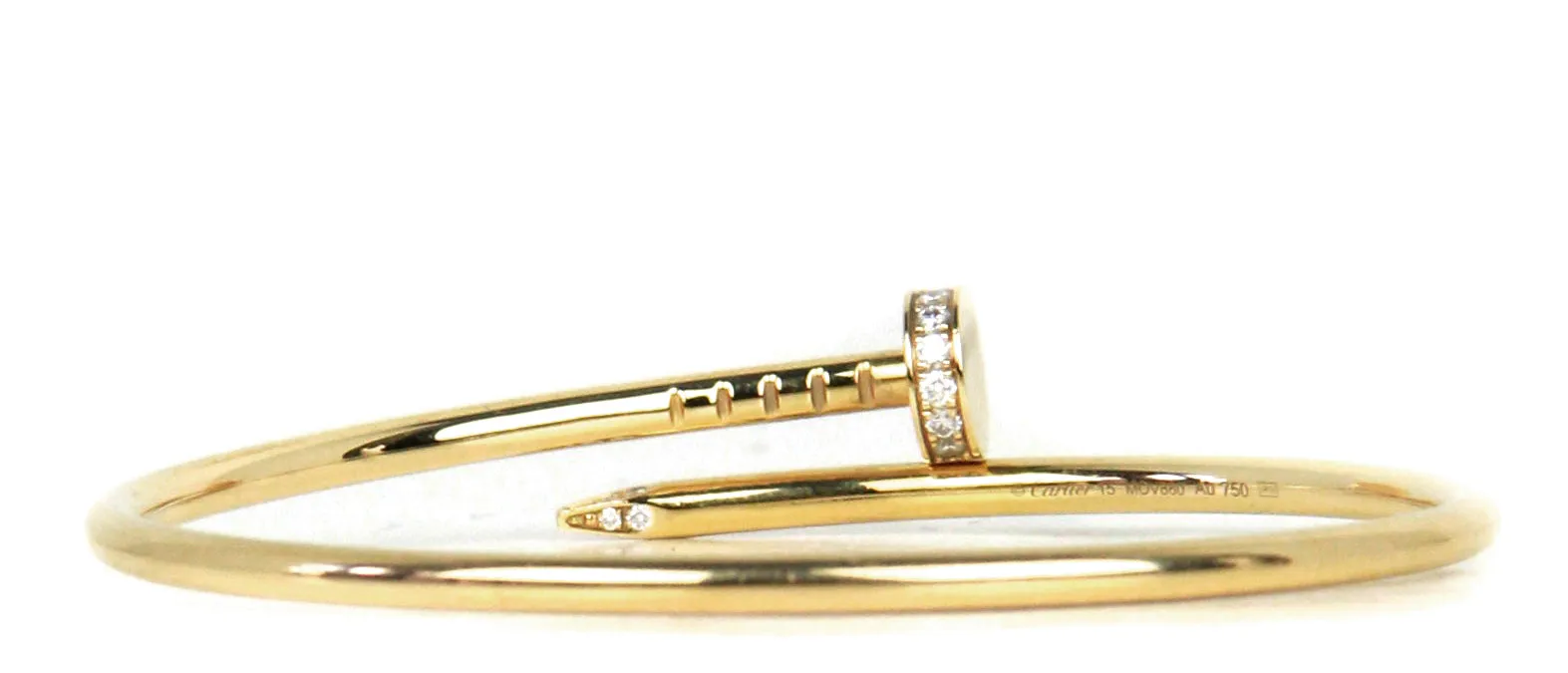 Cartier 18k Yellow Gold & Diamond Small Juste Un Clou Bracelet sz 15