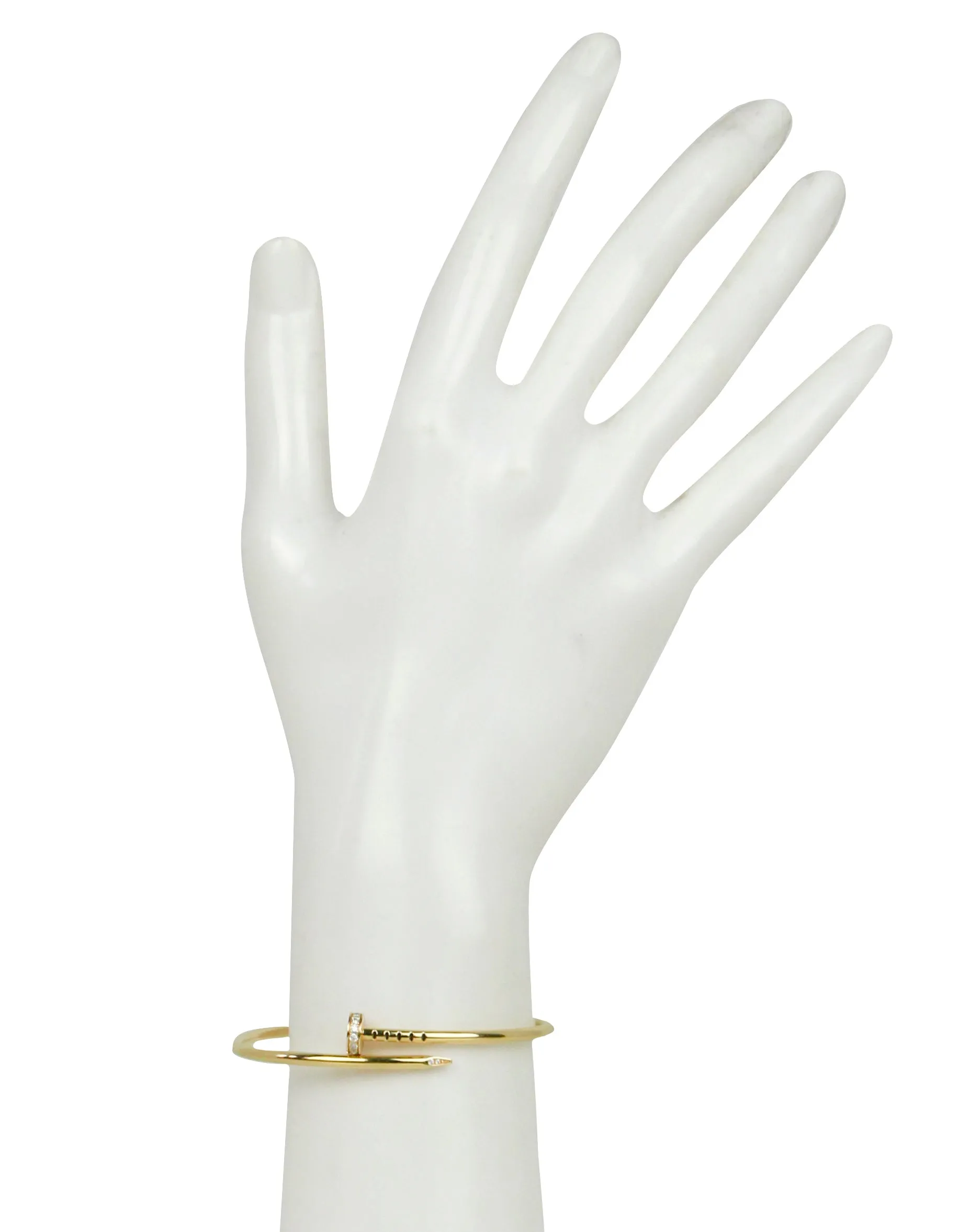 Cartier 18k Yellow Gold & Diamond Small Juste Un Clou Bracelet sz 15