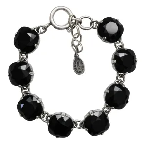 Catherine Popesco Sterling Silver Plated Crystal Round Bracelet, 1696 Jet Black