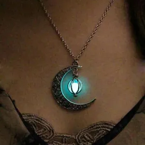 Caxybb Brand Fashion Women's Shine Moonstone Charm Shining Stone Necklaces Fashion Jewelry Pendants Statement Necklace