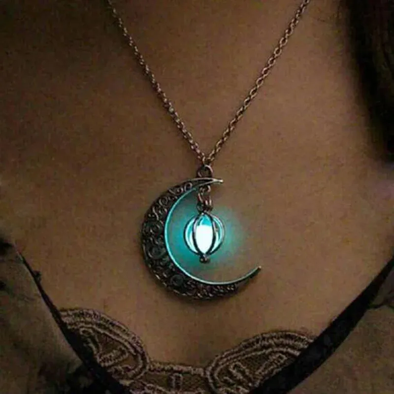 Caxybb Brand Fashion Women's Shine Moonstone Charm Shining Stone Necklaces Fashion Jewelry Pendants Statement Necklace