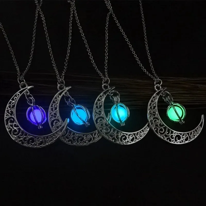 Caxybb Brand Fashion Women's Shine Moonstone Charm Shining Stone Necklaces Fashion Jewelry Pendants Statement Necklace