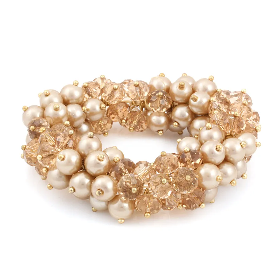 CHAMPAGNE PEARL STRETCH BRACELETS #HNB21411 CHAMO (TA11/B487)