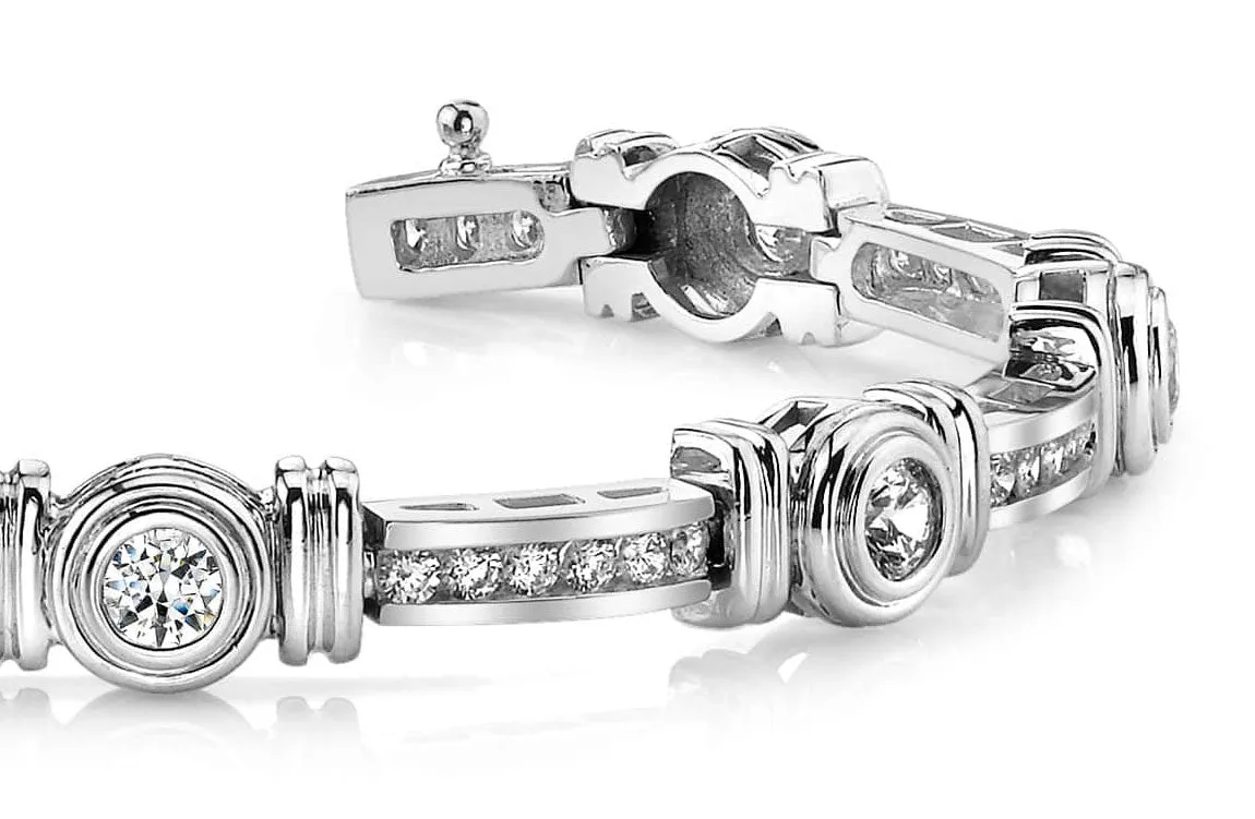 Channel And Bezel Set Fashion Diamond Bracelet with 2.50 ct.(finished) 2mm, 3.2mm