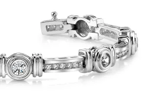 Channel And Bezel Set Fashion Diamond Bracelet with 2.50 ct.(finished) 2mm, 3.2mm