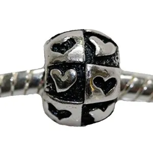 Charm With Hearts Carved out on Charm European Bead Compatible for Most European Snake Chain Bracelet