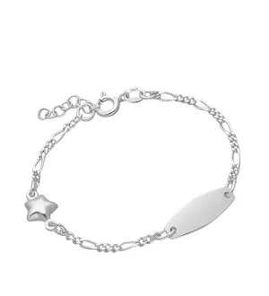 Children's Bracelets:  Sterling Silver Figaro ID Bracelets with Star