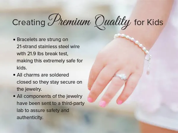 Children's Bracelets:  Sterling Silver, Pink Freshwater Coin Pearls, bracelet for Girls 6 - 10 (Large) with Gift Box