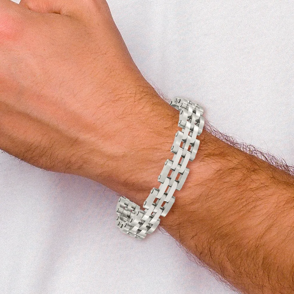 Chisel Stainless Steel Brushed and Polished 8.75 inch Link Bracelet