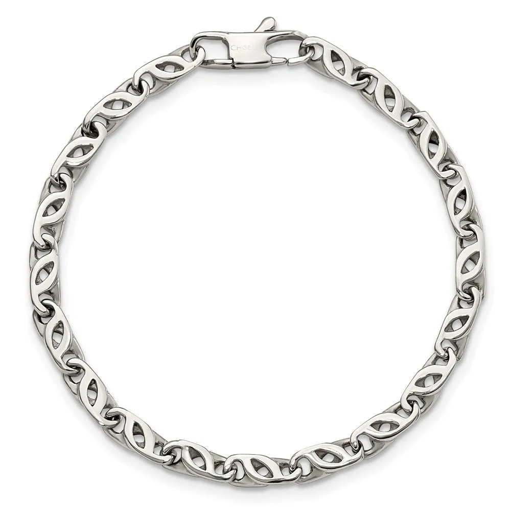 Chisel Stainless Steel Polished 7.5 inch Fancy Link Bracelet