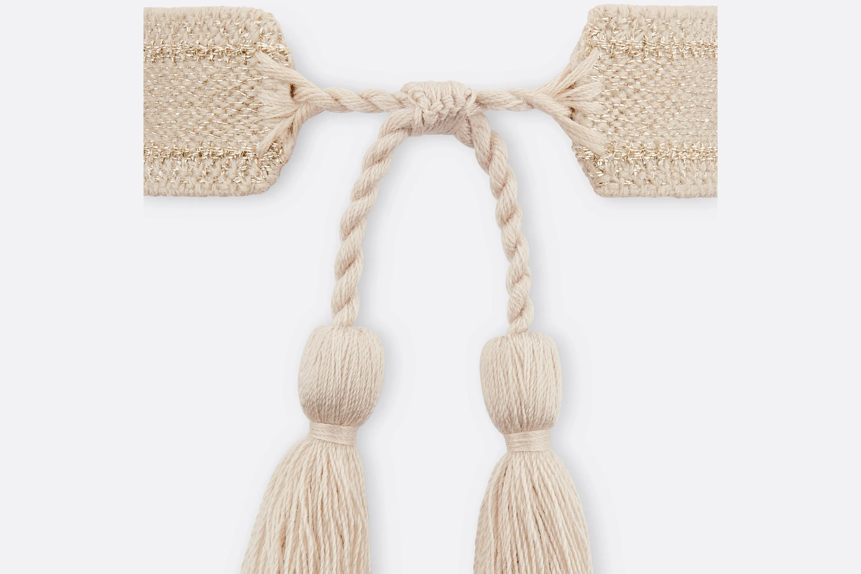 Christian Dior Bracelet Set • Gold-Tone and White Embroidery with Matte Gold-Finish Metal