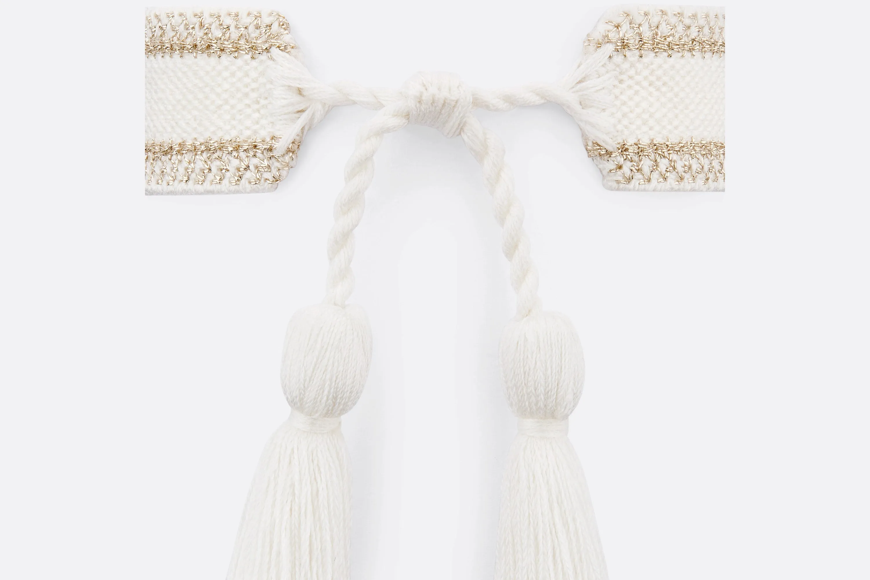 Christian Dior Bracelet Set • Gold-Tone and White Embroidery with Matte Gold-Finish Metal