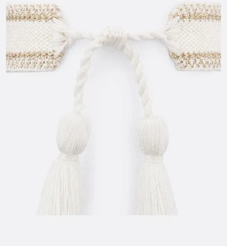 Christian Dior Bracelet Set • Gold-Tone and White Embroidery with Matte Gold-Finish Metal