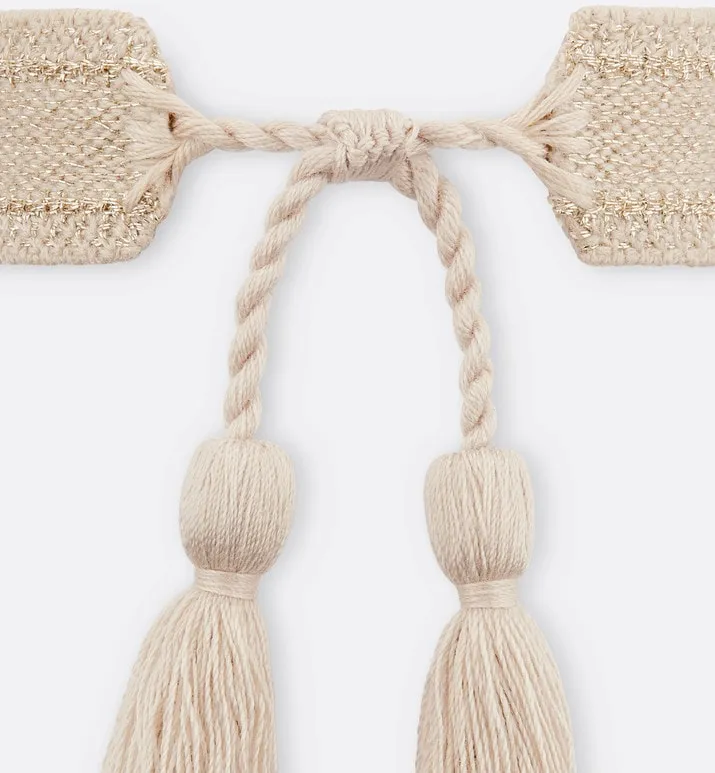 Christian Dior Bracelet Set • Gold-Tone and White Embroidery with Matte Gold-Finish Metal