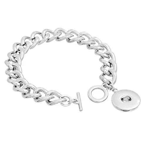Chunk Snap Bracelet With Round Pendant Toggle Clasp Fits Chunk Snap Buttons