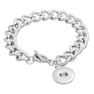 Chunk Snap Bracelet With Round Pendant Toggle Clasp Fits Chunk Snap Buttons
