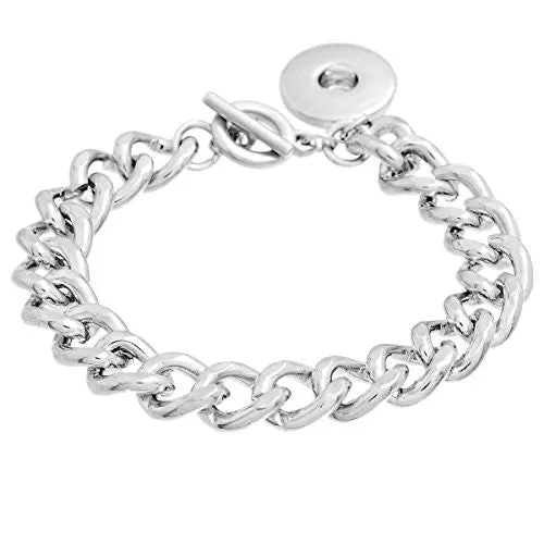 Chunk Snap Bracelet With Round Pendant Toggle Clasp Fits Chunk Snap Buttons