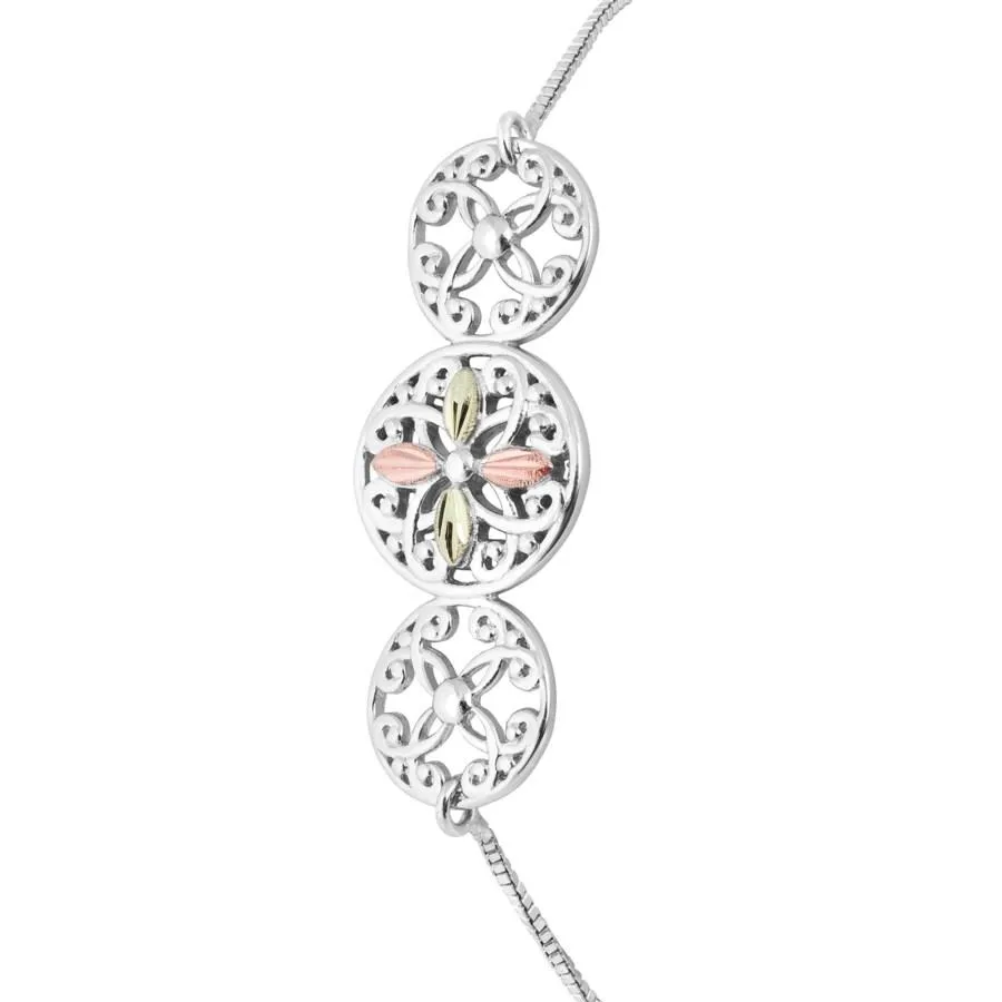Circles of Elegance Bolo - Sterling Silver Black Hills Gold Bracelet