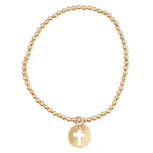 Classic 3mm Bead Bracelet - Blessed Gold Disc