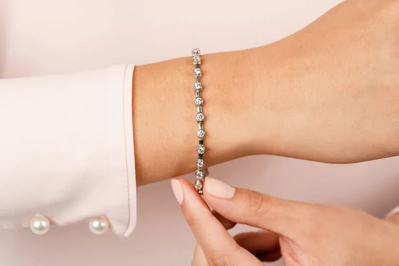 Classic Column Link Bezel Set Diamond Bracelet with 3.00 ct.(finished) 3.2mm