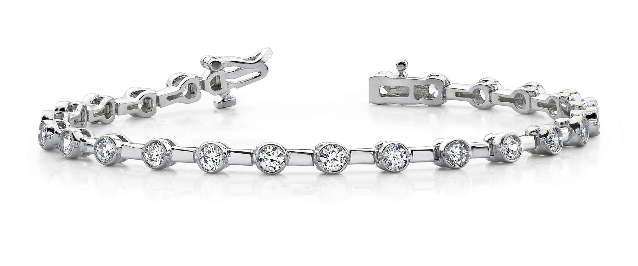 Classic Column Link Bezel Set Diamond Bracelet with 3.00 ct.(finished) 3.2mm