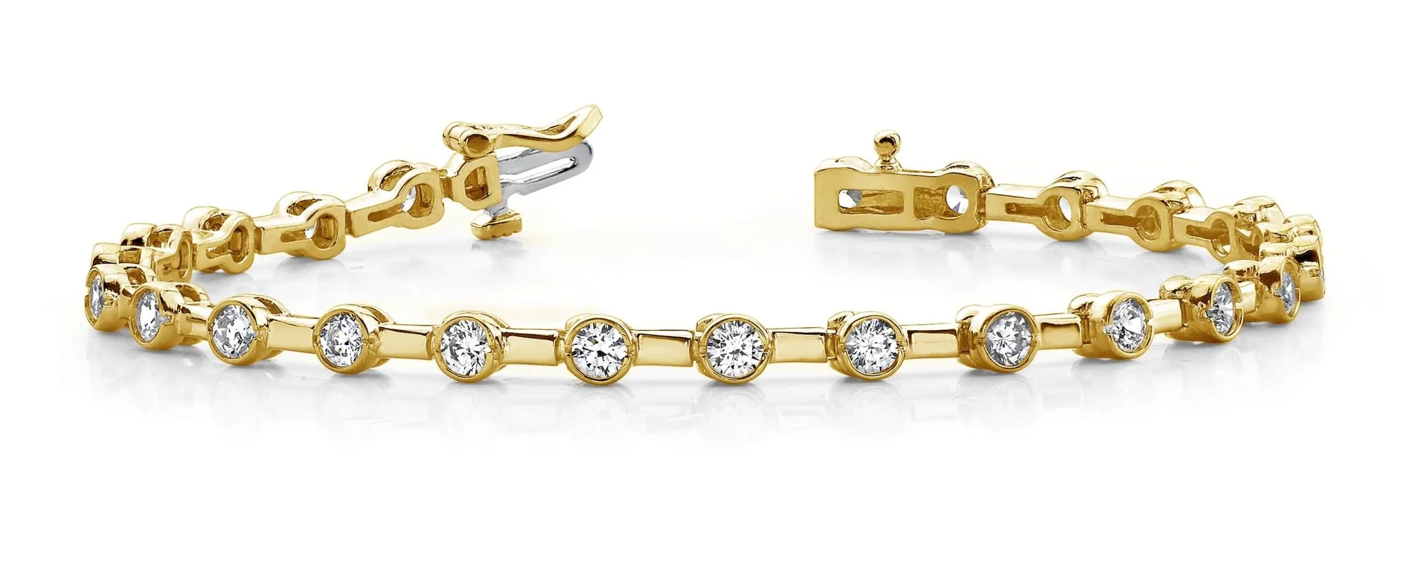 Classic Column Link Bezel Set Diamond Bracelet with 3.00 ct.(finished) 3.2mm