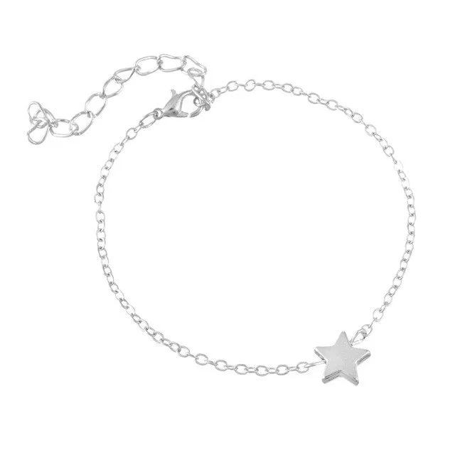 Classic Gold Silver Tone Bracelet with Lovely Star Pendant 2017 New Fashion Bracelets Bangles Jewelry for Women