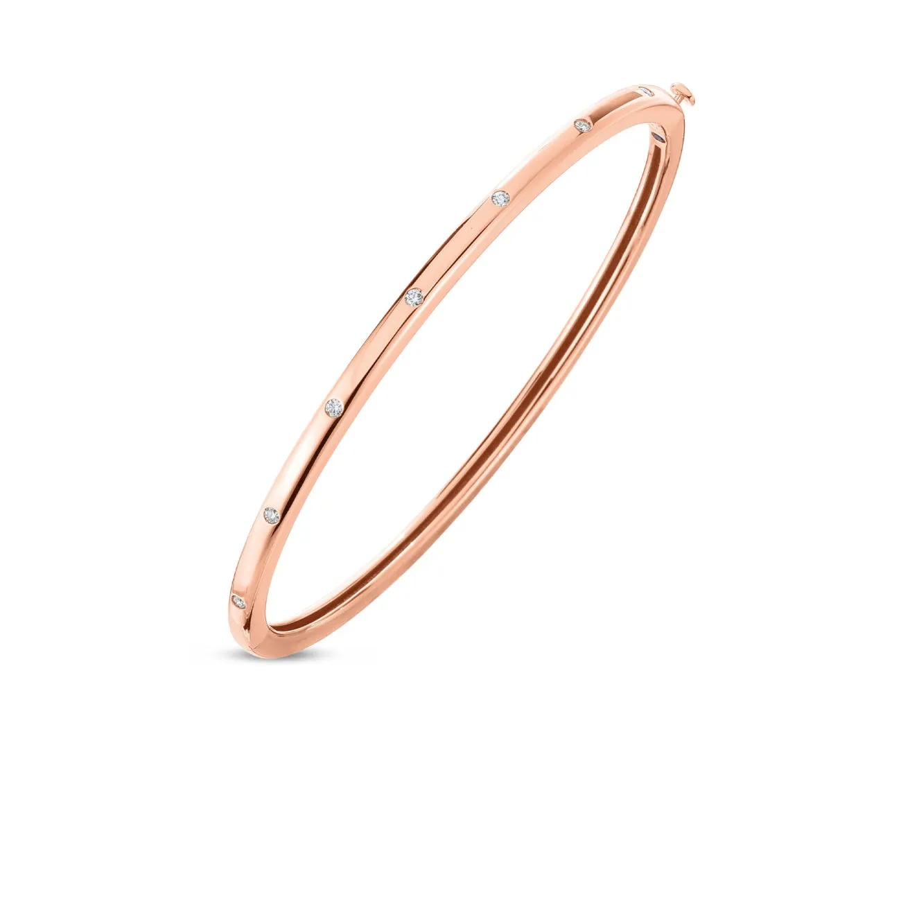 Classica 18K Rose Gold Medium Width Diamond Accent Bangle Bracelet