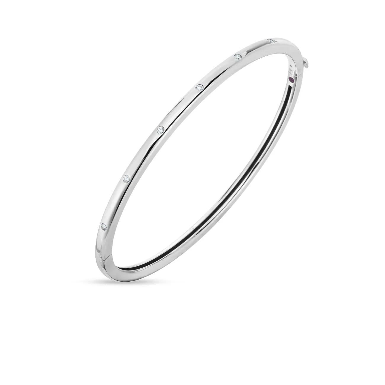 Classica 18K White Gold Medium Width Diamond Accent Bangle Bracelet