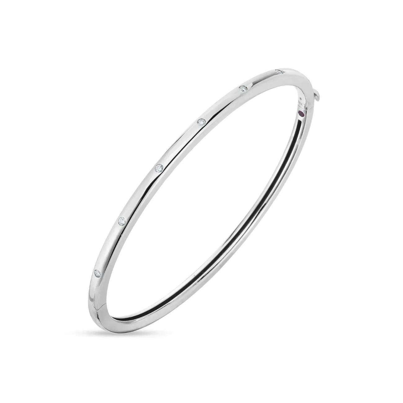 Classica 18K White Gold Medium Width Diamond Accent Bangle Bracelet