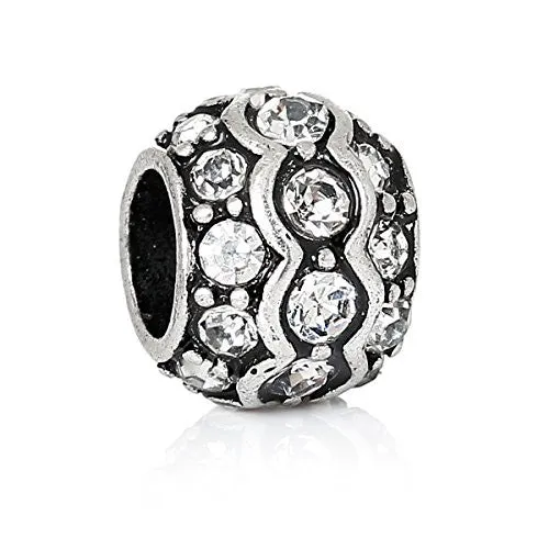 Clear crystal European Bead Compatible for Most European Snake Chain Charm Bracelet