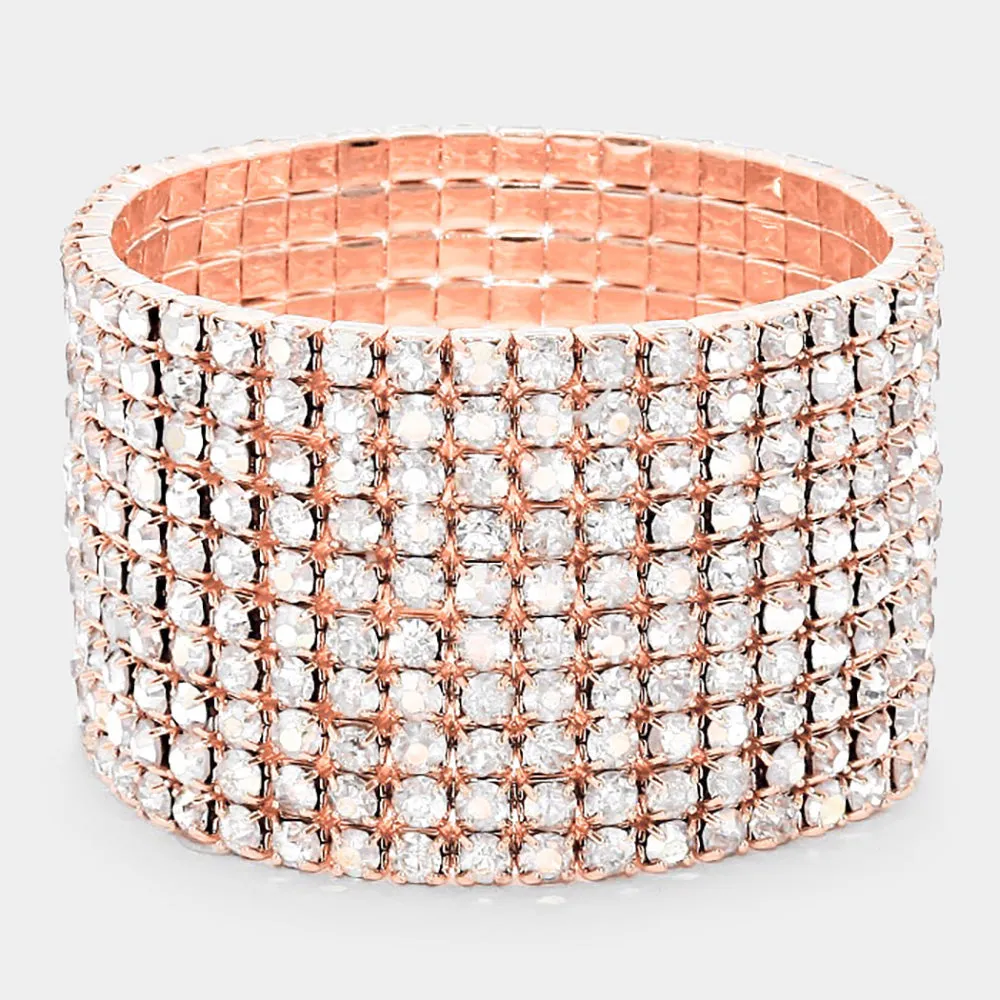 Clear Multi Row Bracelet on Rose Gold | 537525