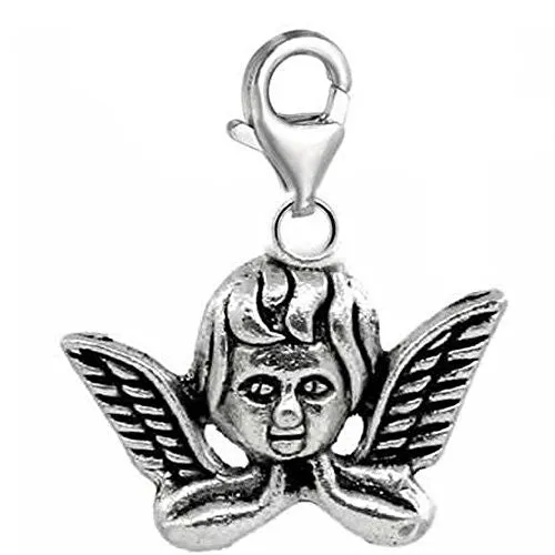 Clip on Angel Dangle Charm Pendant for European Clip on Charm Jewelry w/ Lobster Clasp