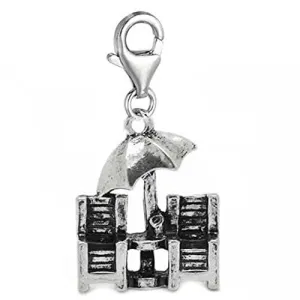 Clip on Beach Chairs Dangle Charm Pendant for European Clip on Charm Jewelry w/ Lobster Clasp