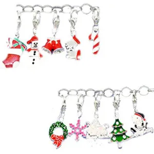 Clip on Five Random Christmas Charms for European Jewelry w/ Lobster Clasp
