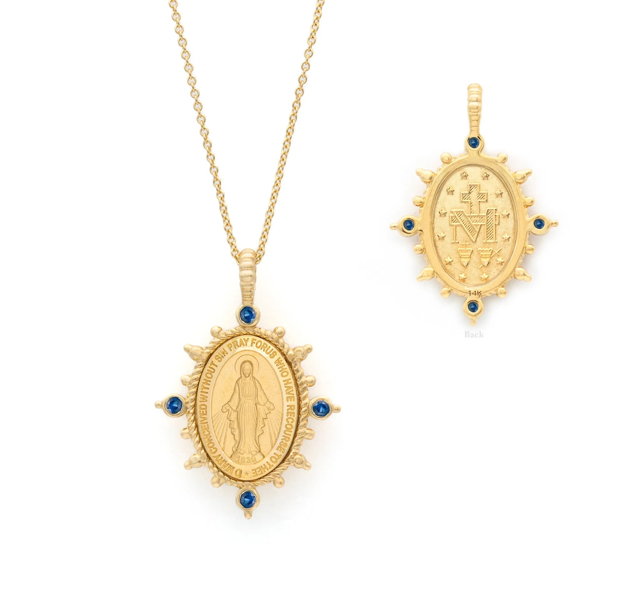 Color Stone Compass Rose Beaded Miraculous Medal