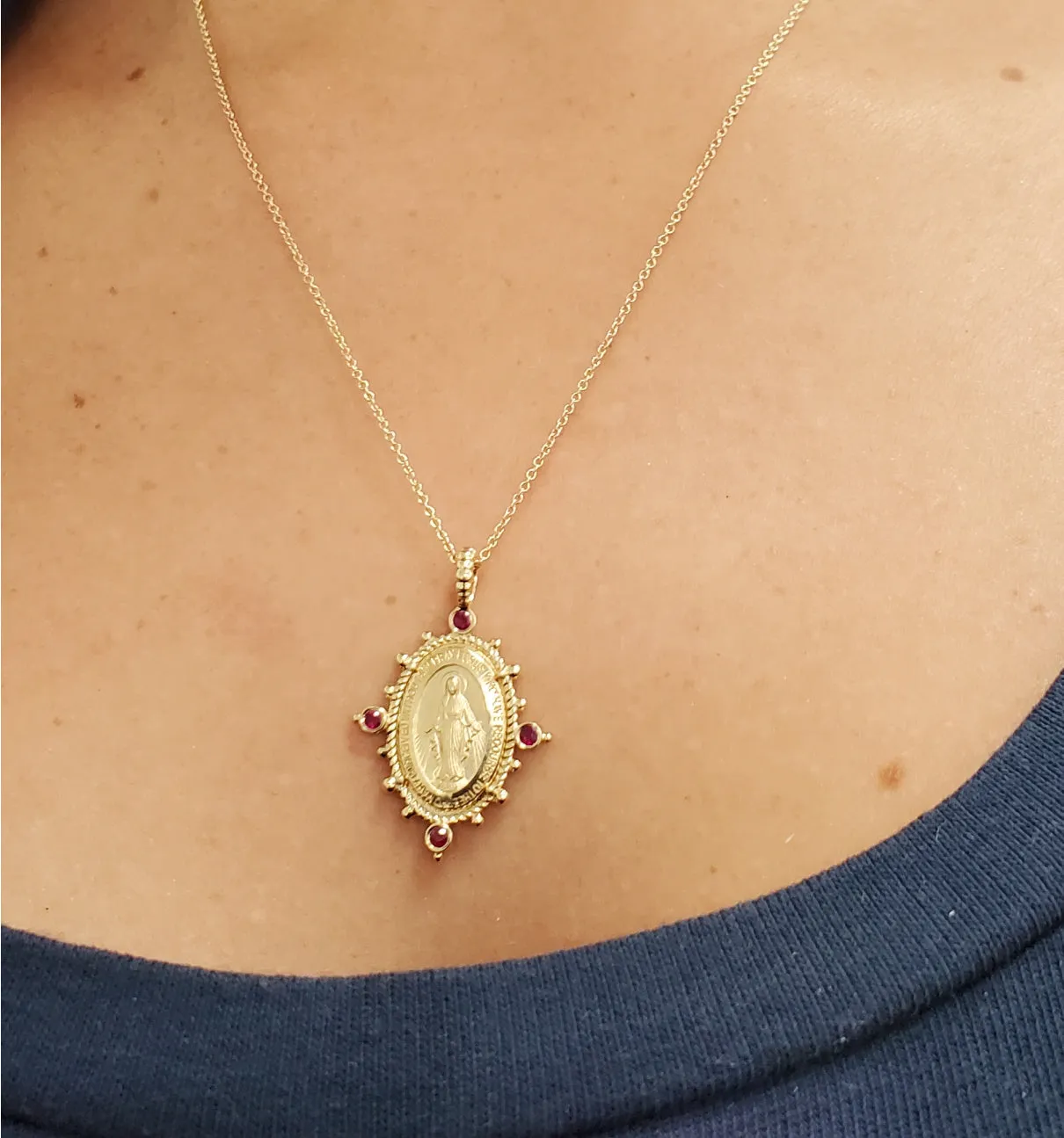 Color Stone Compass Rose Beaded Miraculous Medal