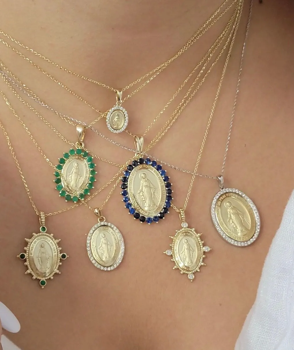 Color Stone Compass Rose Beaded Miraculous Medal