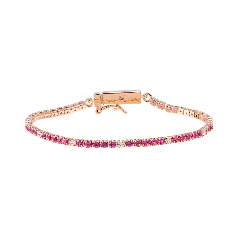 Colored CZ Accented Tennis Bracelet