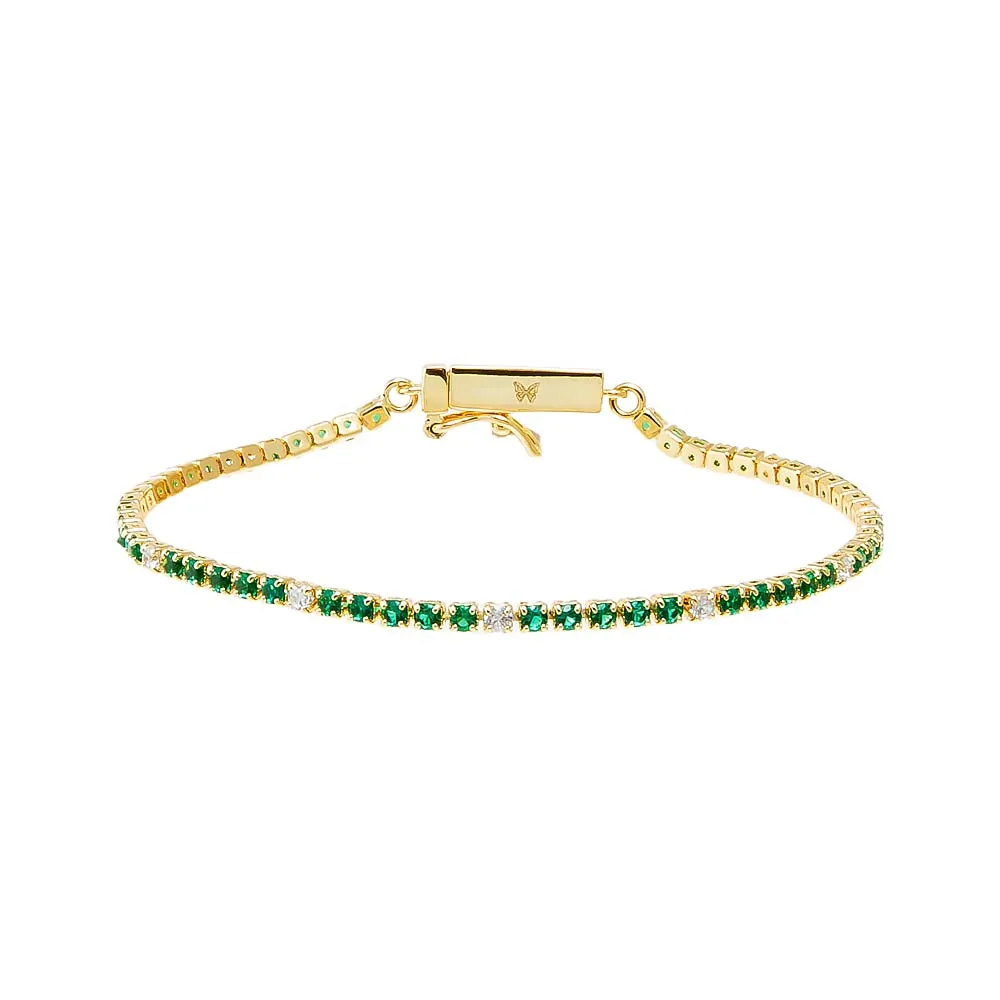 Colored CZ Accented Tennis Bracelet