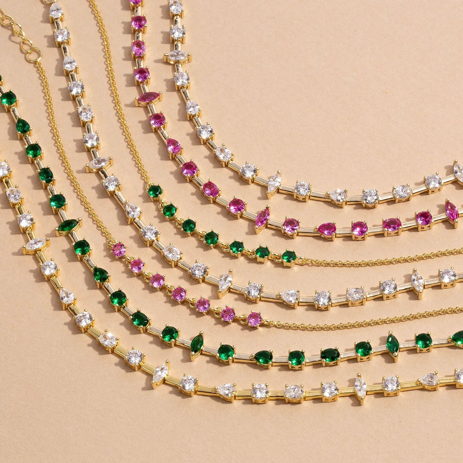 Colored Half Tennis Chain Bracelet