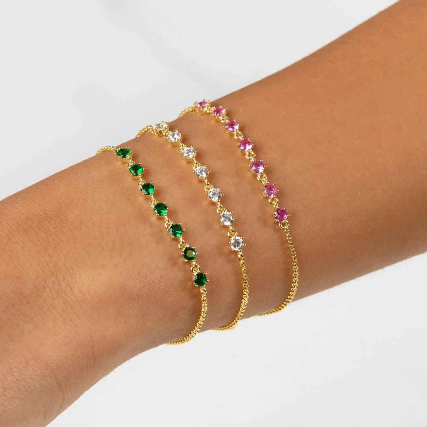 Colored Half Tennis Chain Bracelet