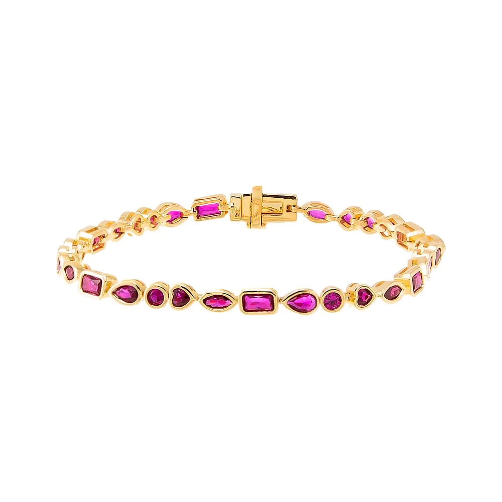 Colored Multi Shape Bezel Tennis Bracelet