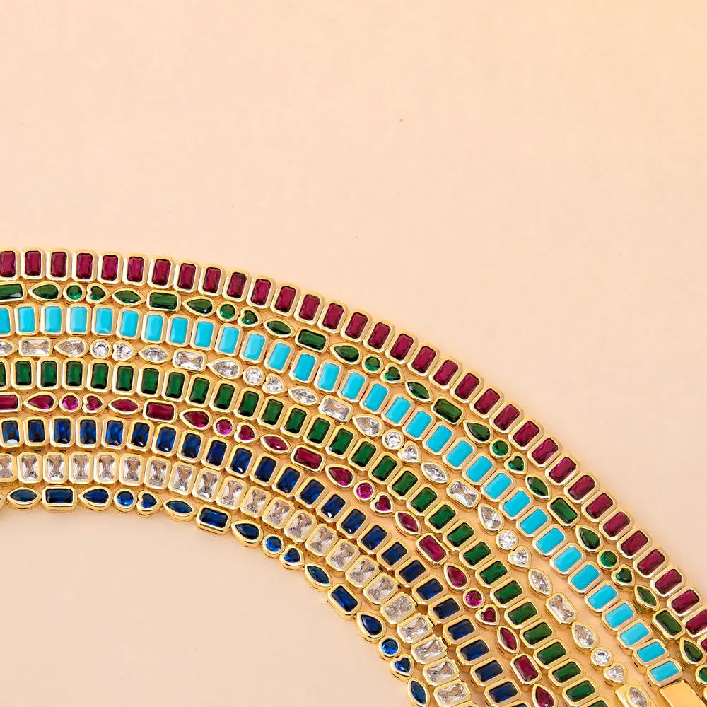 Colored Multi Shape Bezel Tennis Bracelet