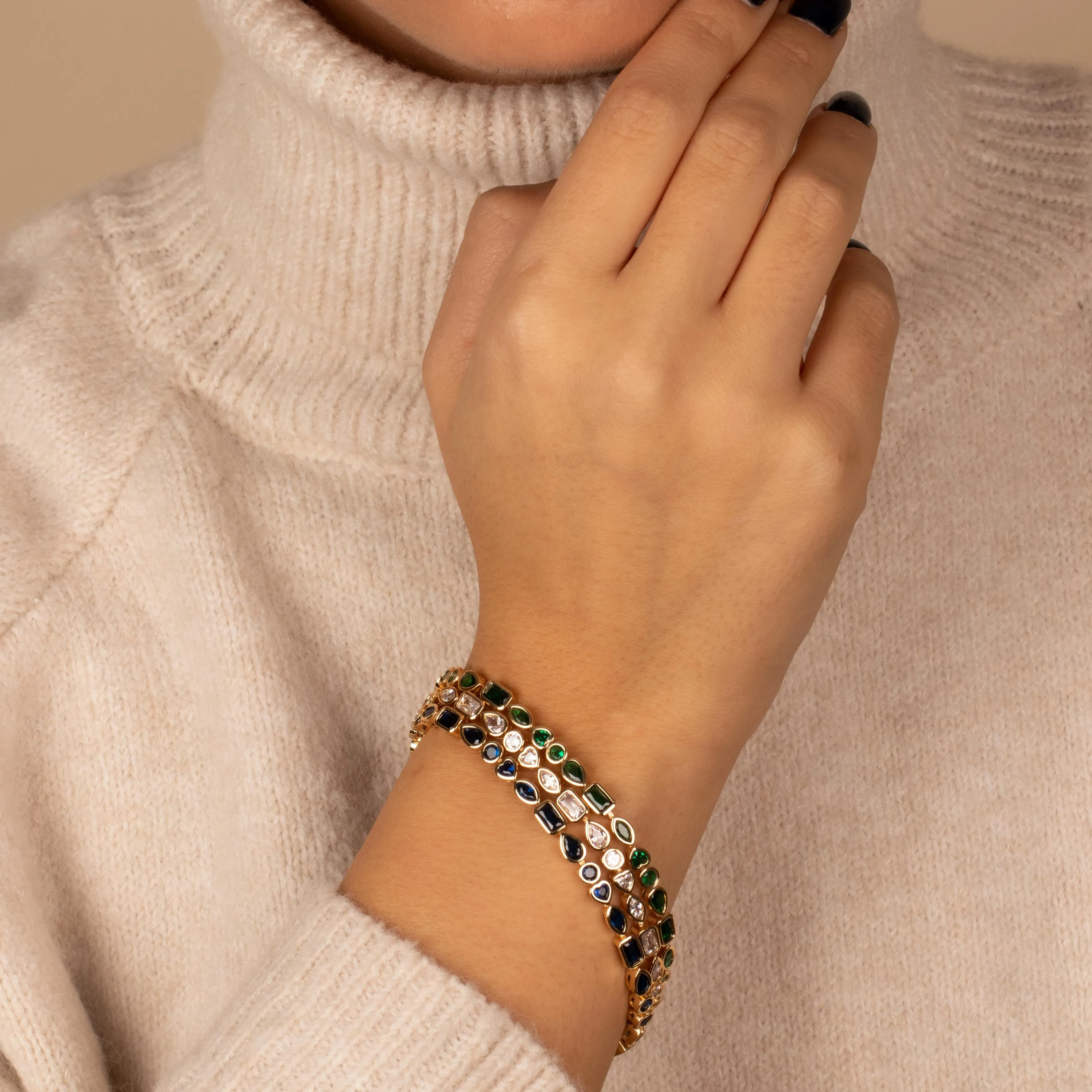 Colored Multi Shape Bezel Tennis Bracelet